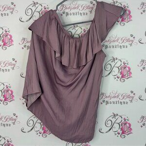 Ricki's one shoulder top lilac Dusty Purple Ruffle Blouse flowy smocked